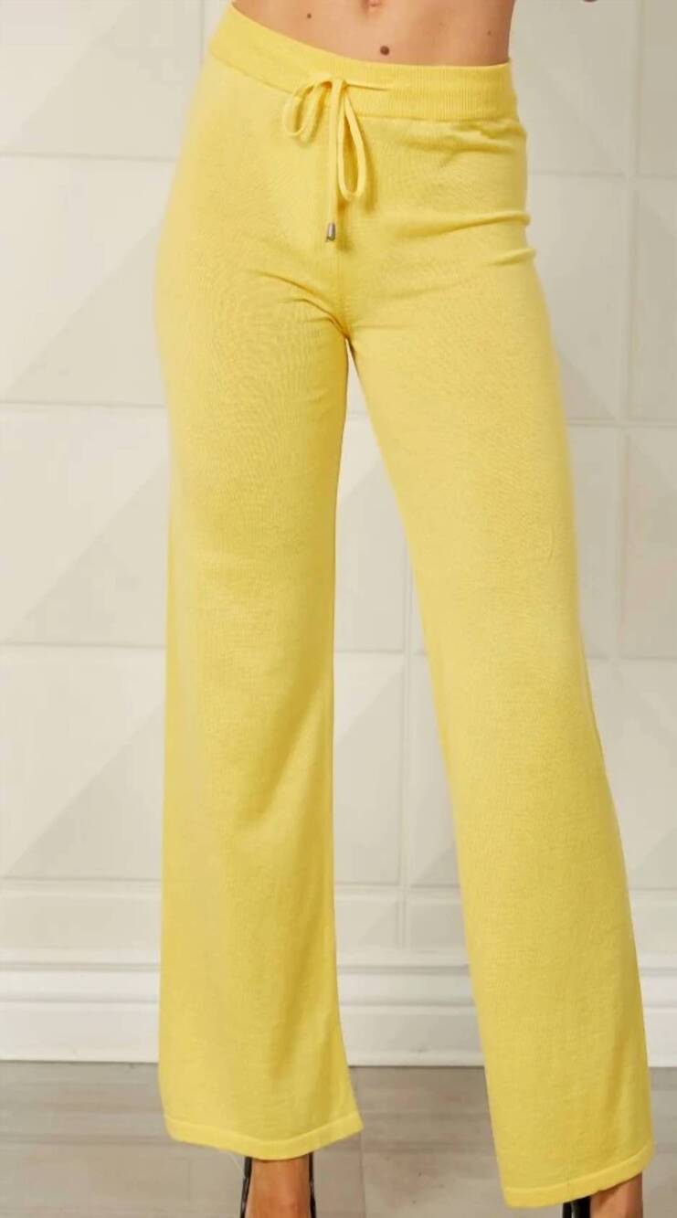 NEW FRENCH KYSS drawstring wide-leg pant in yellow